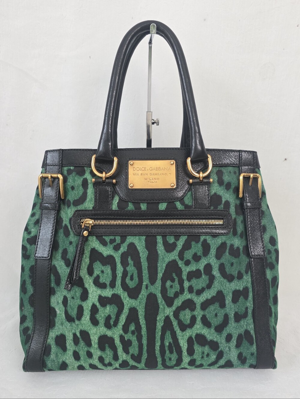 Auth Dolce & Gabbana Via San Damiano 7 Calf Hair Leopard Print Tote Bag